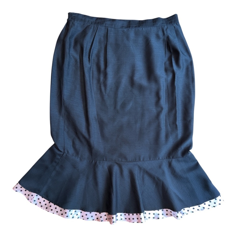Blue Knee-Length Ruffled Trumpet Skirt - Picture 2 of 5